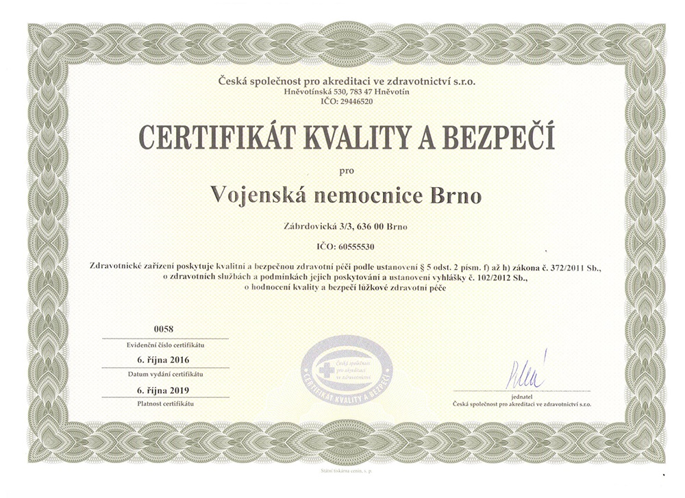 Test certifikát